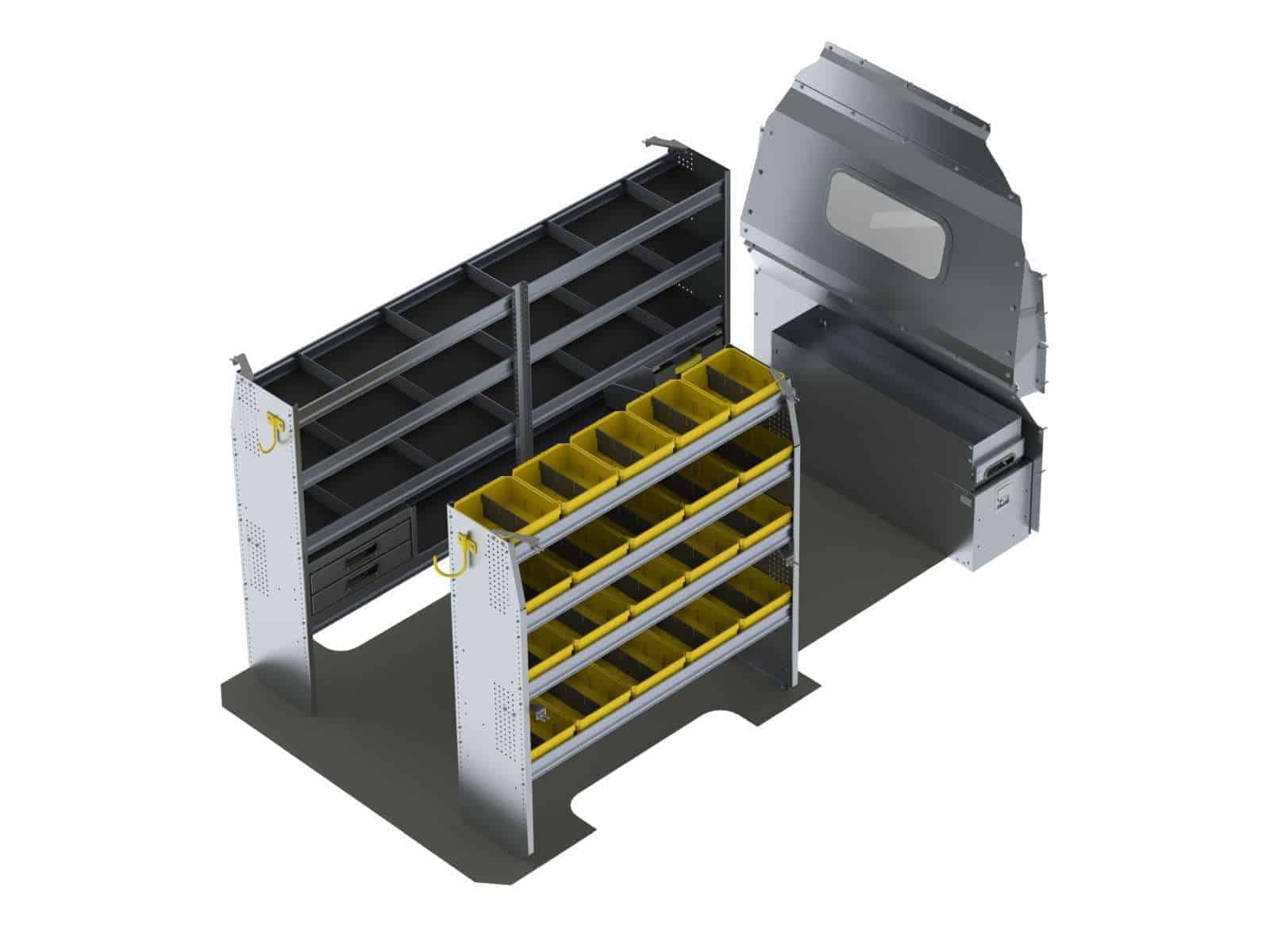 Aménagement en aluminium pour Mercedes Sprinter empattement 144
